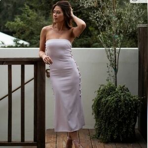 Gianni Bini Pink Strapless Midi Dress Cut Out